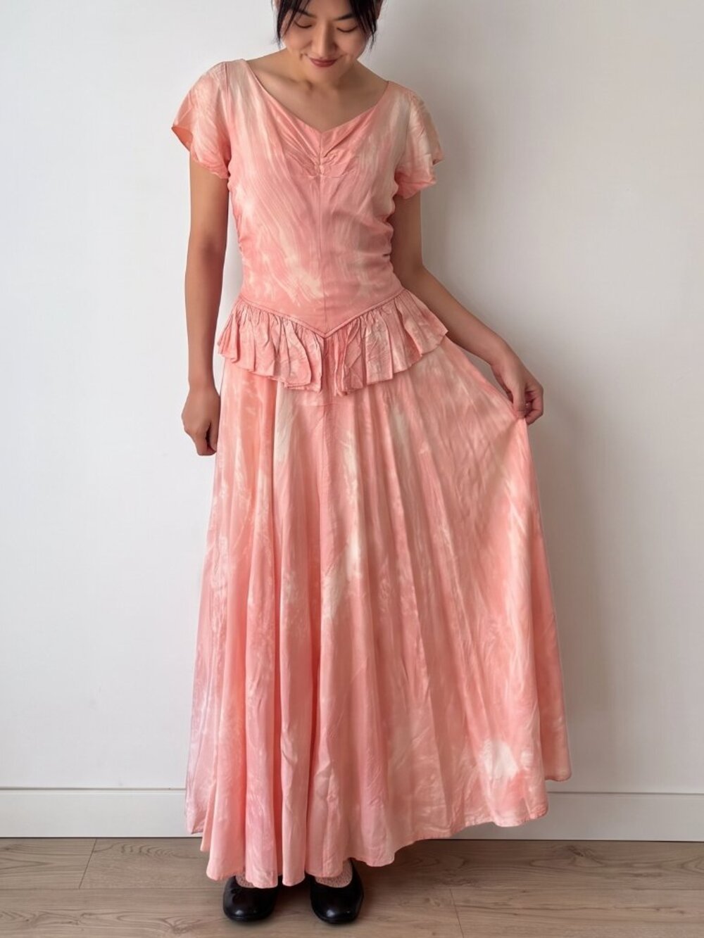 Vintage Late 30s - 1940s Rose Pink "soft" Taffeta Dress